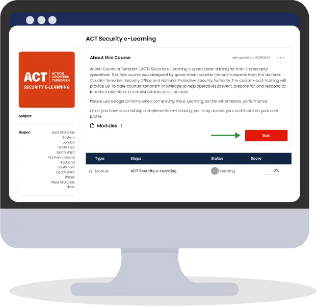ACT Security e-Learning Module Step 3B