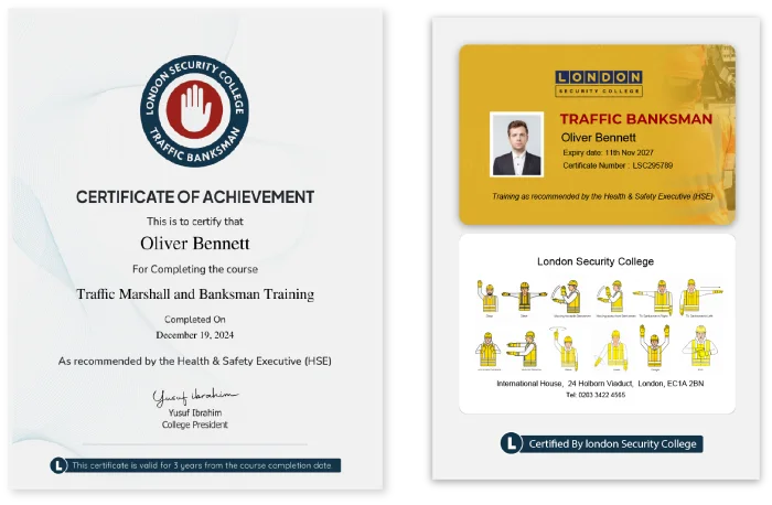 Traffic Marshal Certificate & ID Card